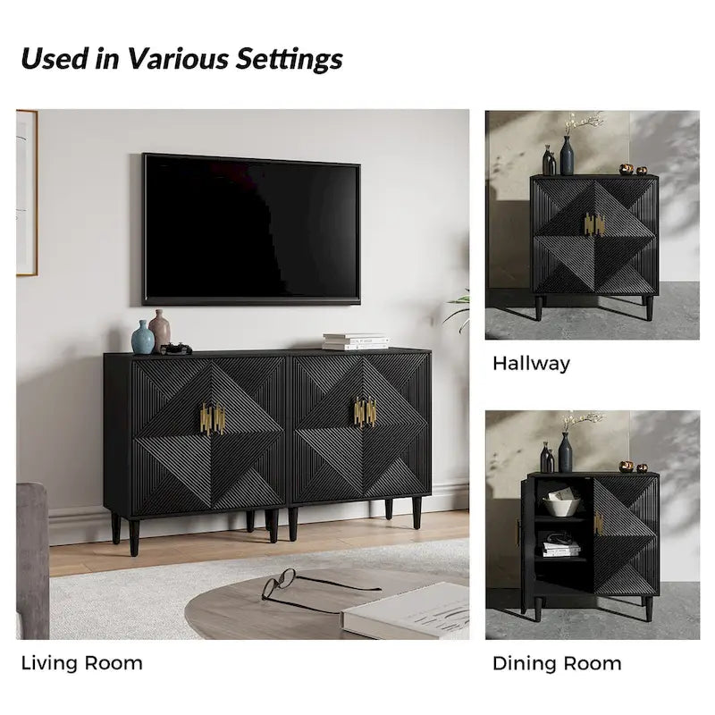 Meuble TV de rangement Damien Morden avec étagères réglables, lot de 2, par HULALA HOME