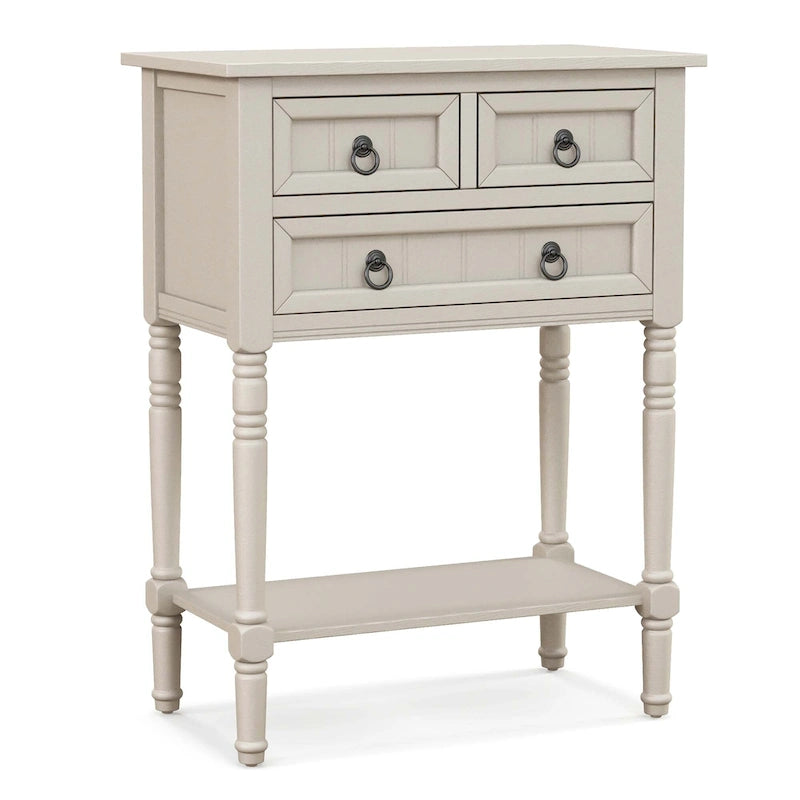 Console d'entrée avec 3 tiroirs et étagère ouverte Beige/Gris foncé