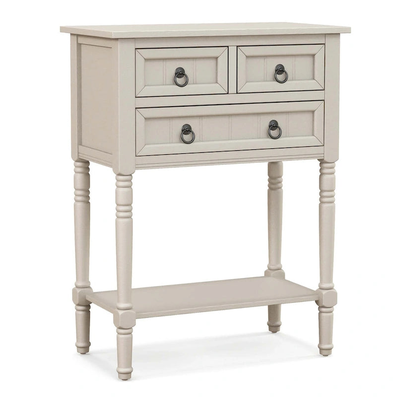 Console d'entrée avec 3 tiroirs et étagère ouverte Beige/Gris foncé