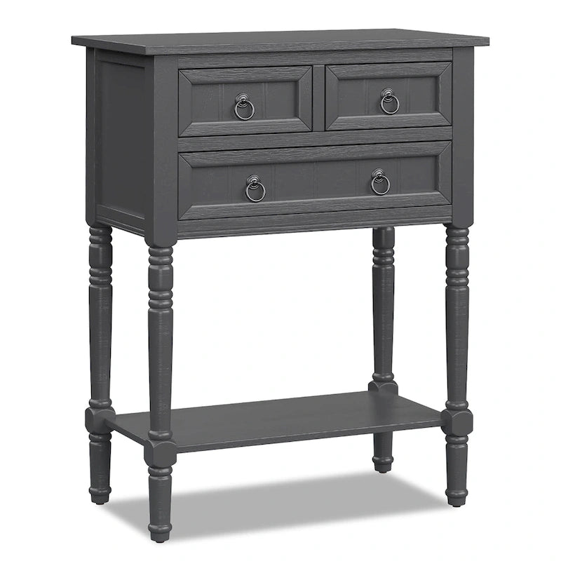 Console d'entrée avec 3 tiroirs et étagère ouverte Beige/Gris foncé