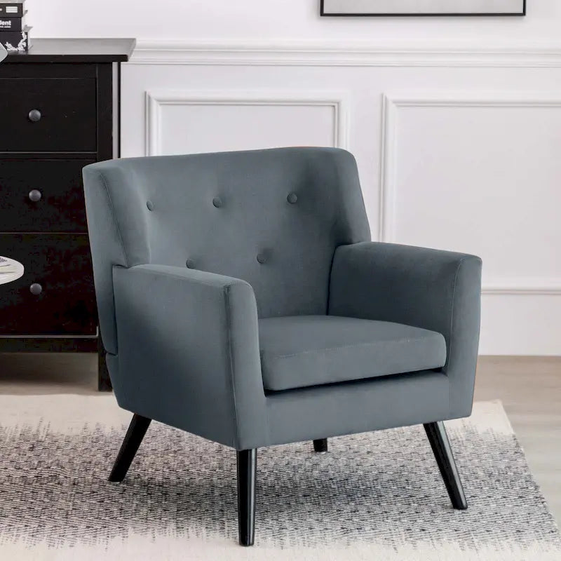 Fauteuil rembourré en velours capitonné pour salon - 28,35 l x 27,56 P x 30,71 H