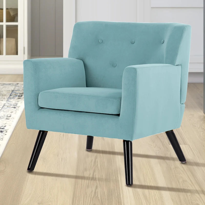 Fauteuil rembourré en velours capitonné pour salon - 28,35 l x 27,56 P x 30,71 H