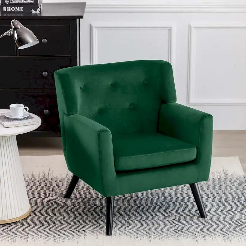 Fauteuil rembourré en velours capitonné pour salon - 28,35 l x 27,56 P x 30,71 H