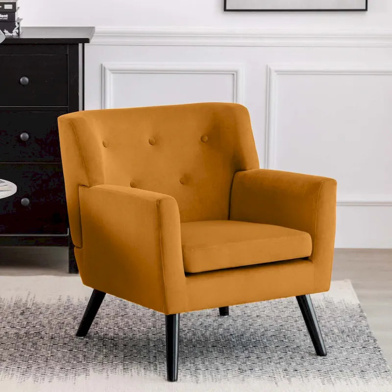 Fauteuil rembourré en velours capitonné pour salon - 28,35 l x 27,56 P x 30,71 H