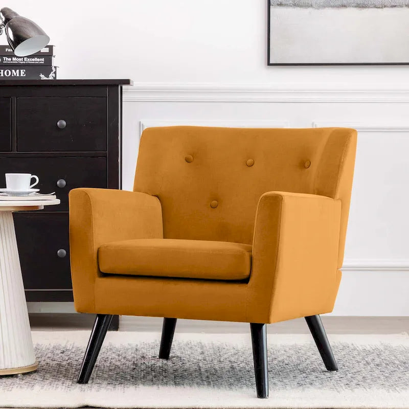 Fauteuil rembourré en velours capitonné pour salon - 28,35 l x 27,56 P x 30,71 H