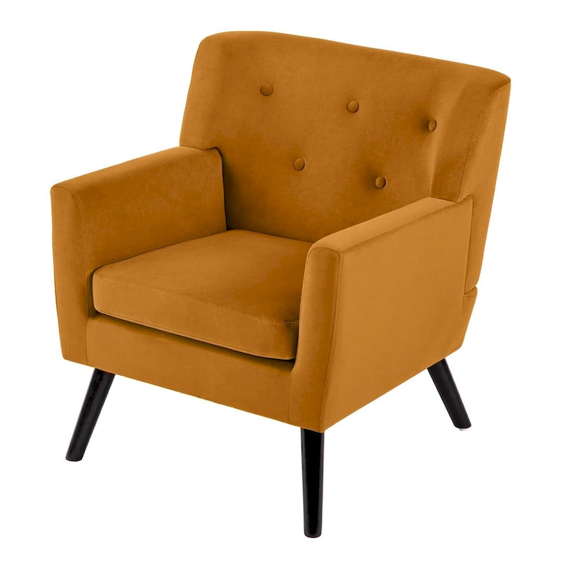 Fauteuil rembourré en velours capitonné pour salon - 28,35 l x 27,56 P x 30,71 H
