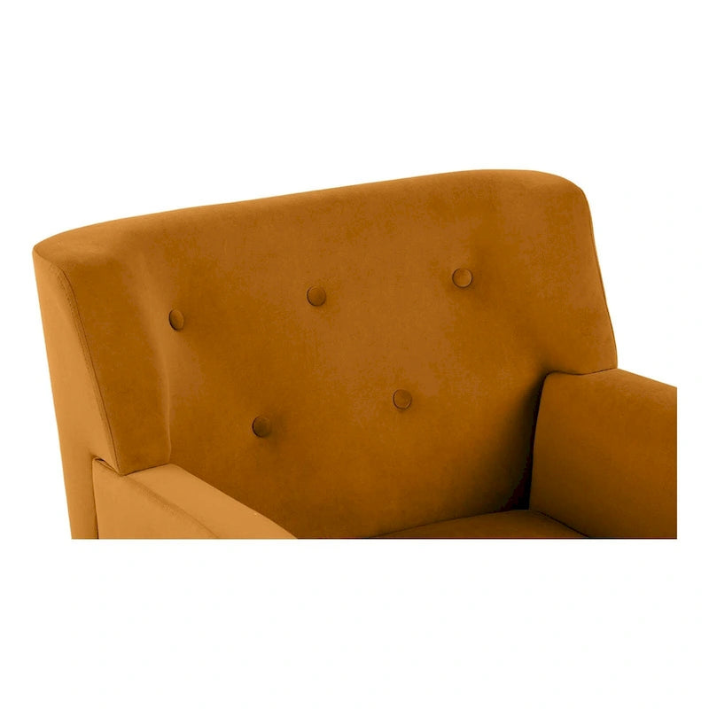 Fauteuil rembourré en velours capitonné pour salon - 28,35 l x 27,56 P x 30,71 H