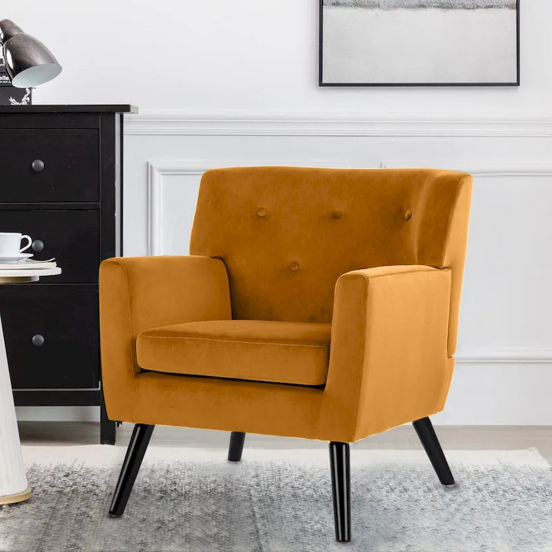 Fauteuil rembourré en velours capitonné pour salon - 28,35 l x 27,56 P x 30,71 H