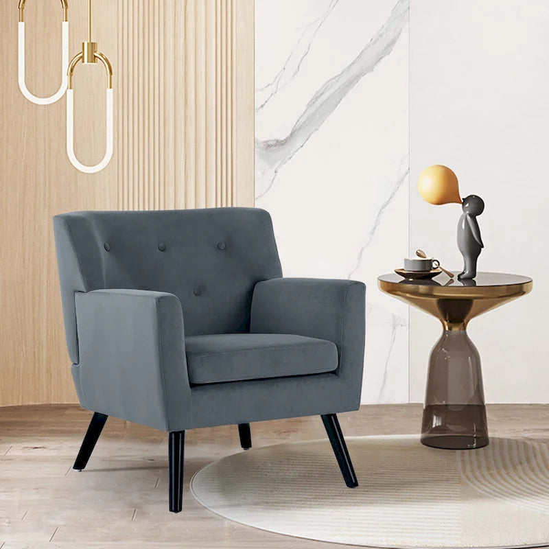 Fauteuil rembourré en velours capitonné pour salon - 28,35 l x 27,56 P x 30,71 H