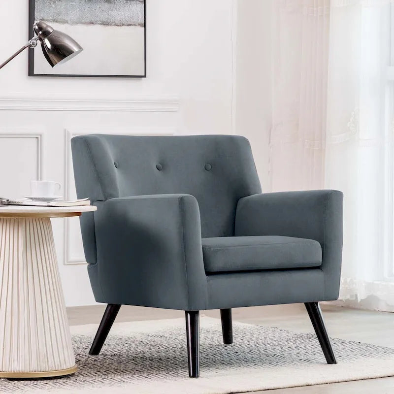 Fauteuil rembourré en velours capitonné pour salon - 28,35 l x 27,56 P x 30,71 H