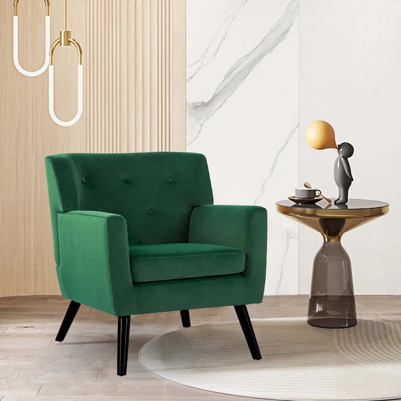 Fauteuil rembourré en velours capitonné pour salon - 28,35 l x 27,56 P x 30,71 H