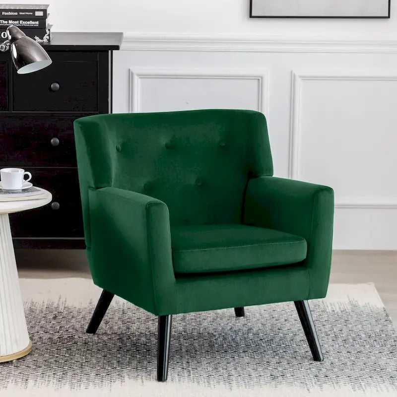 Fauteuil rembourré en velours capitonné pour salon - 28,35 l x 27,56 P x 30,71 H