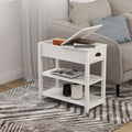 Table d'appoint étroite à plateau relevable avec tiroir, table de chevet avec 2 étagères de rangement ouvertes, petite table pour salon, chambre à coucher