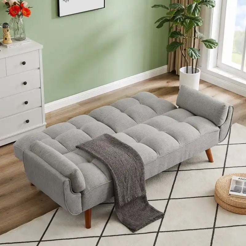 Canapé-Lit Futon 75.39 POUCES, Canapé-Lit Convertible Rembourré avec Dossier Inclinable Tufté et Divisé