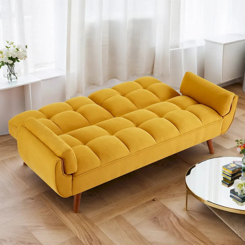 Canapé-Lit Futon 75.39 POUCES, Canapé-Lit Convertible Rembourré avec Dossier Inclinable Tufté et Divisé