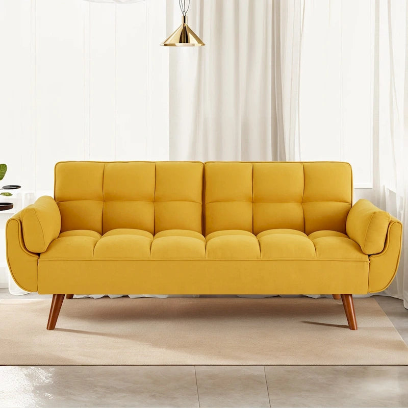 Canapé-Lit Futon 75.39 POUCES, Canapé-Lit Convertible Rembourré avec Dossier Inclinable Tufté et Divisé