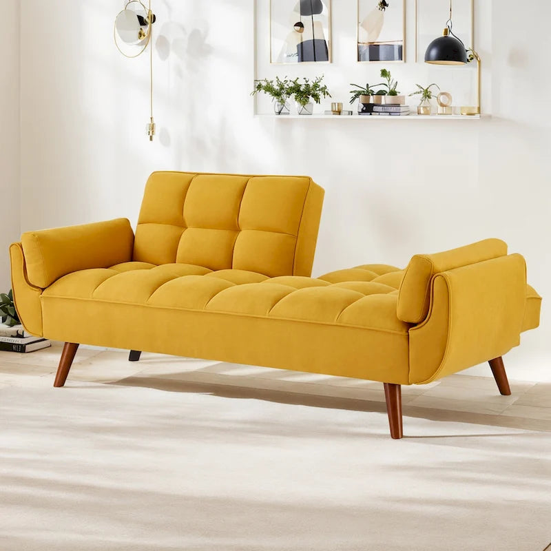 Canapé-Lit Futon 75.39 POUCES, Canapé-Lit Convertible Rembourré avec Dossier Inclinable Tufté et Divisé