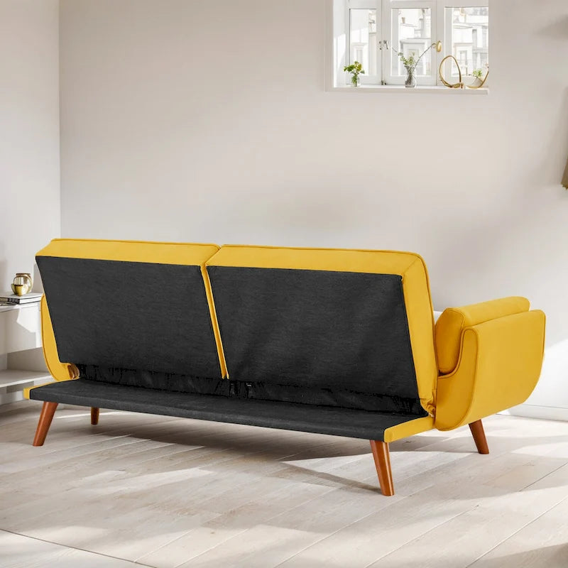 Canapé-Lit Futon 75.39 POUCES, Canapé-Lit Convertible Rembourré avec Dossier Inclinable Tufté et Divisé