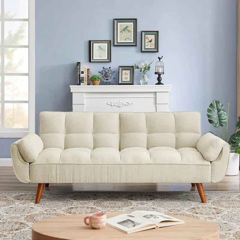 Canapé-Lit Futon 75.39 POUCES, Canapé-Lit Convertible Rembourré avec Dossier Inclinable Tufté et Divisé