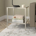 Table d'appoint carrée large Hera 20 avec étagère transparente