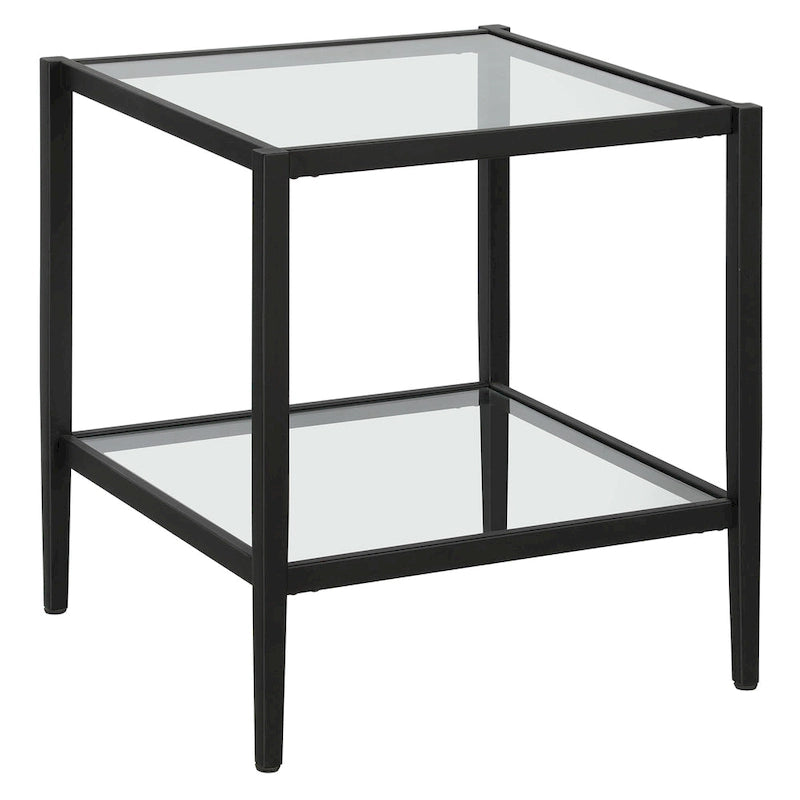 Table d'appoint carrée large Hera 20 avec étagère transparente