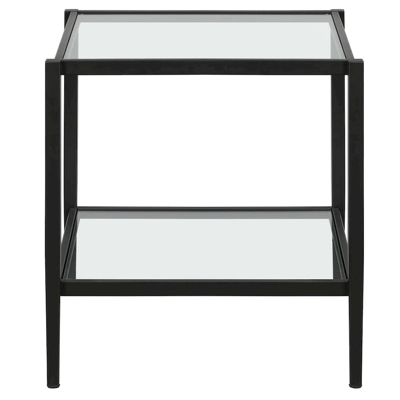 Table d'appoint carrée large Hera 20 avec étagère transparente