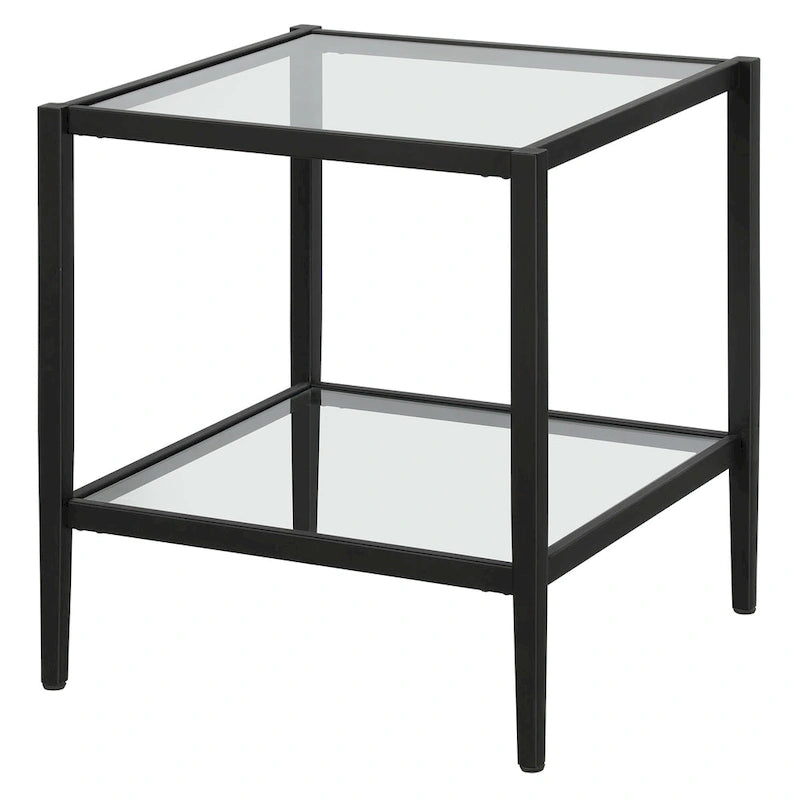 Table d'appoint carrée large Hera 20 avec étagère transparente
