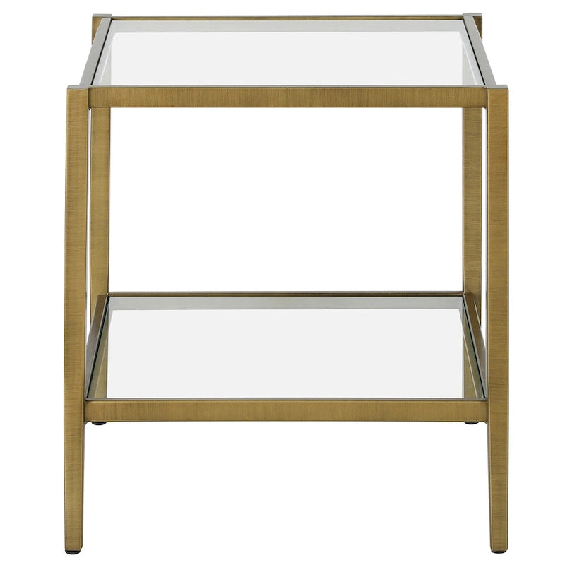 Table d'appoint carrée large Hera 20 avec étagère transparente