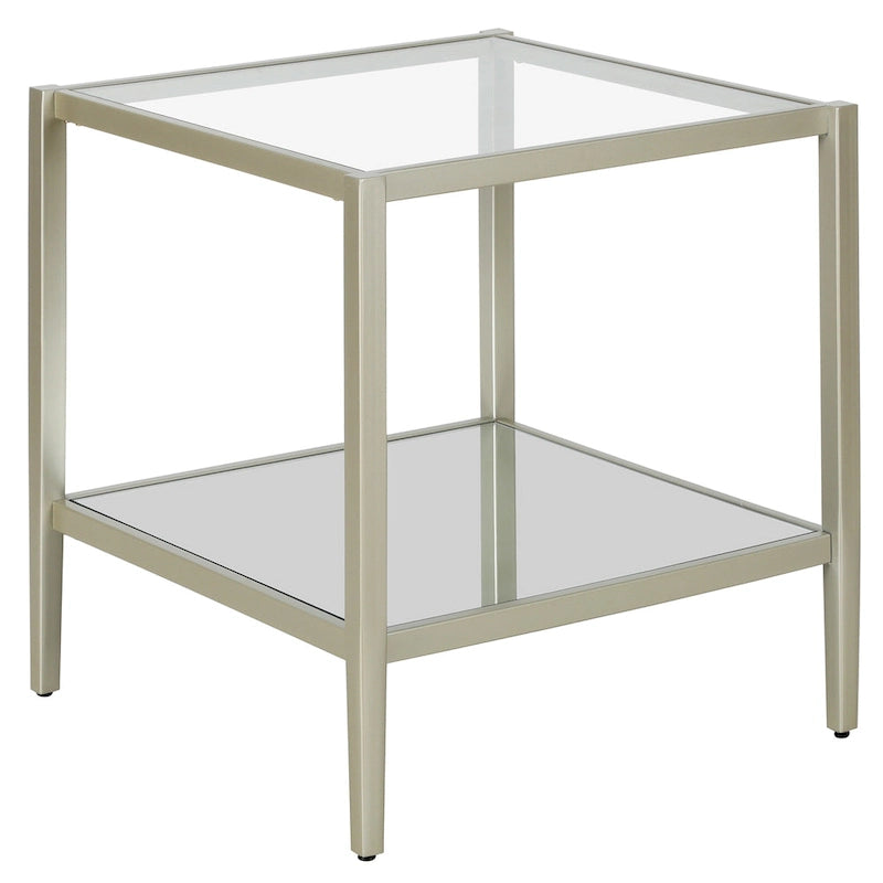 Table d'appoint carrée large Hera 20 avec étagère transparente