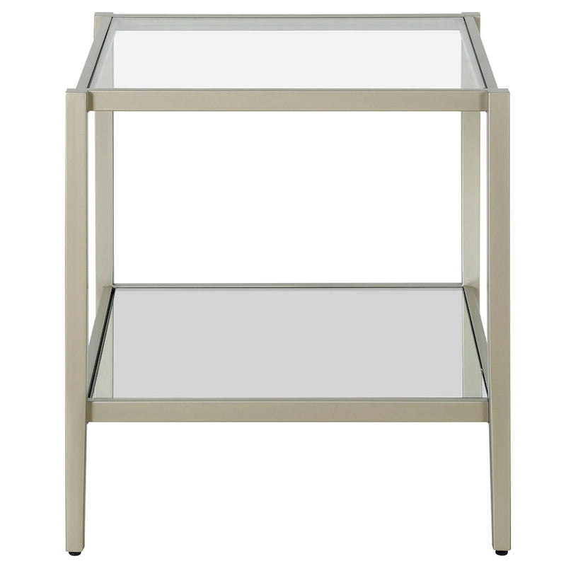 Table d'appoint carrée large Hera 20 avec étagère transparente