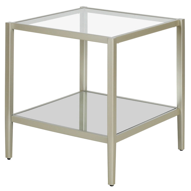 Table d'appoint carrée large Hera 20 avec étagère transparente