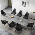 Ensemble de salle à manger 9 pièces avec table extensible en pierre frittée de 110,24 pouces et 8 chaises en cuir