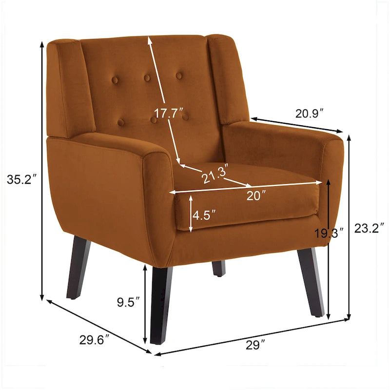 Fauteuil d'appoint en velours pour salon