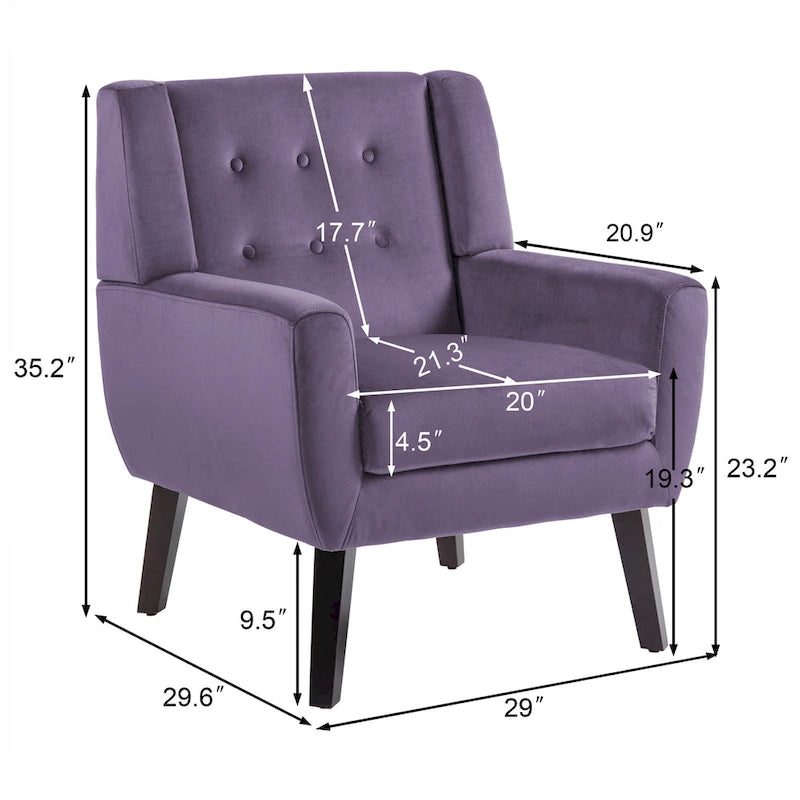 Fauteuil d'appoint en velours pour salon