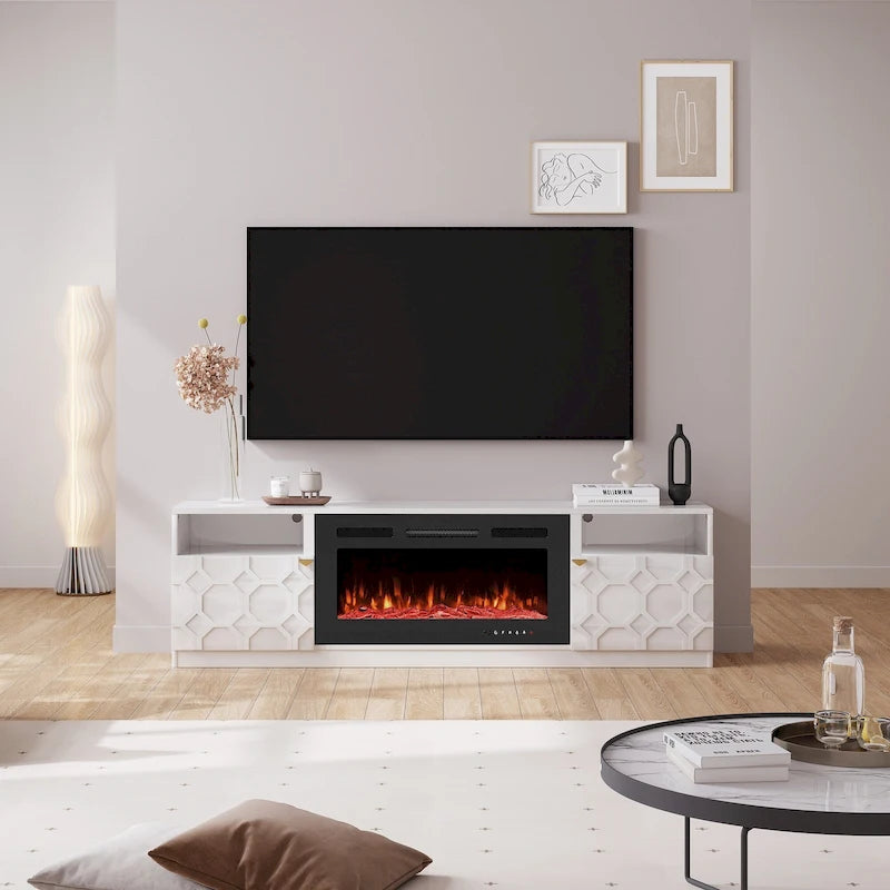 Meuble TV Clihome 36 Cheminée Électrique Brillant 70