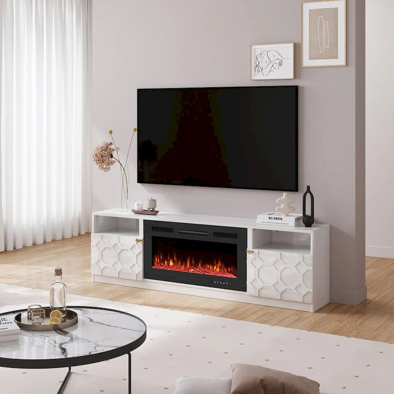 Meuble TV Clihome 36 Cheminée Électrique Brillant 70