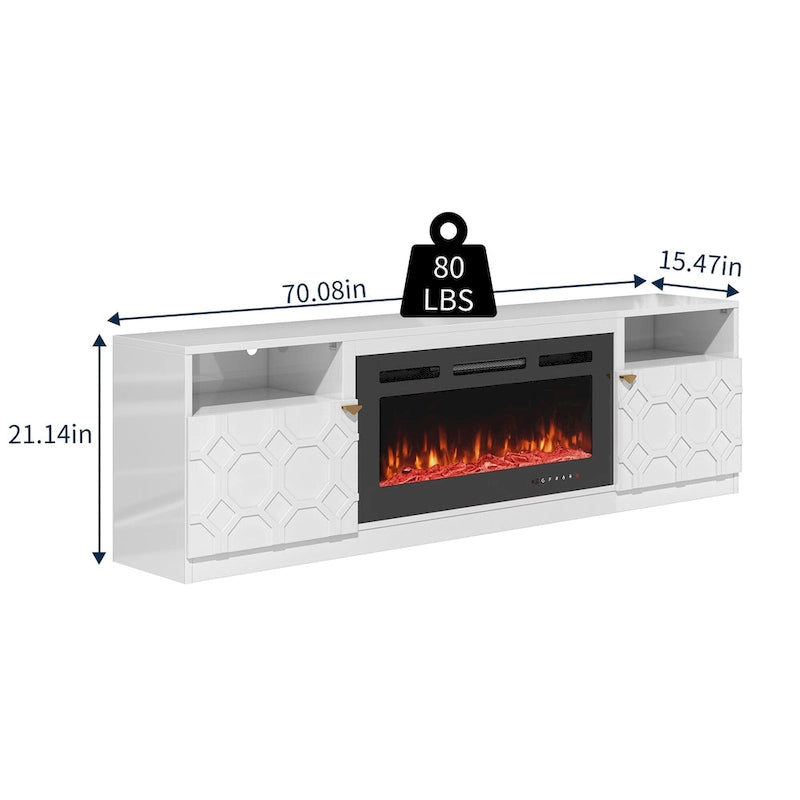 Meuble TV Clihome 36 Cheminée Électrique Brillant 70