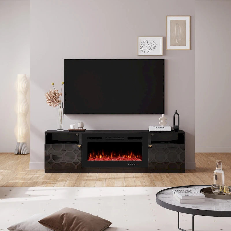 Meuble TV Clihome 36 Cheminée Électrique Brillant 70