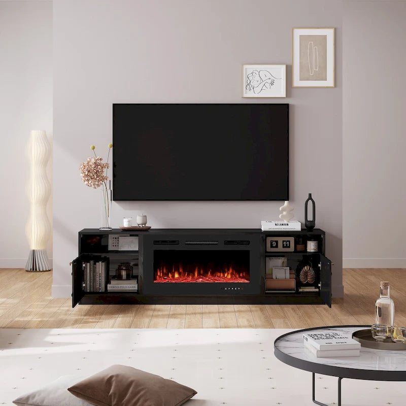 Meuble TV Clihome 36 Cheminée Électrique Brillant 70