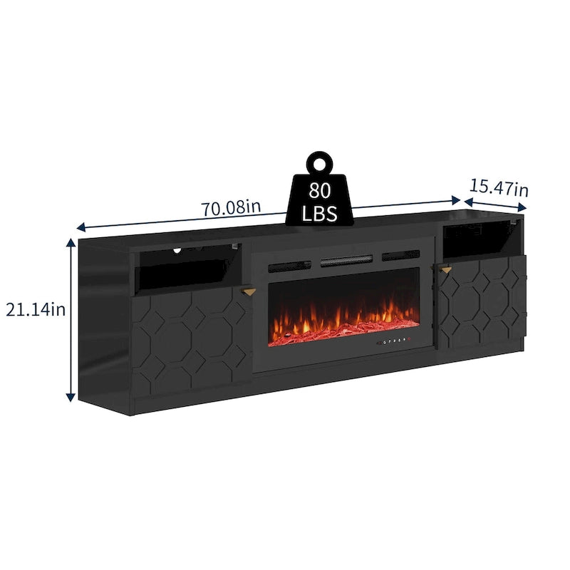 Meuble TV Clihome 36 Cheminée Électrique Brillant 70