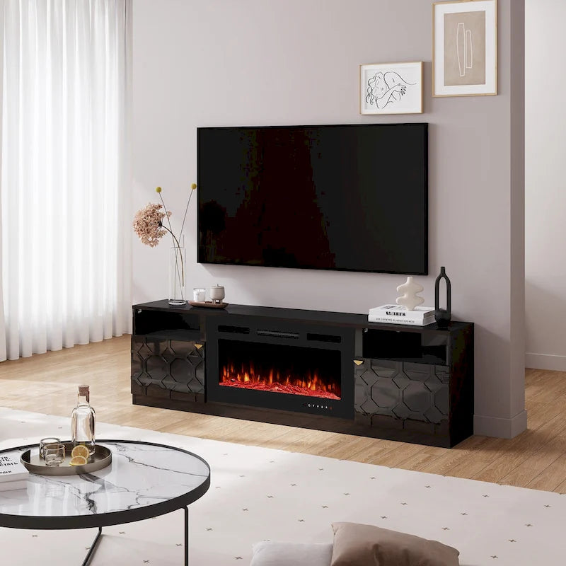 Meuble TV Clihome 36 Cheminée Électrique Brillant 70