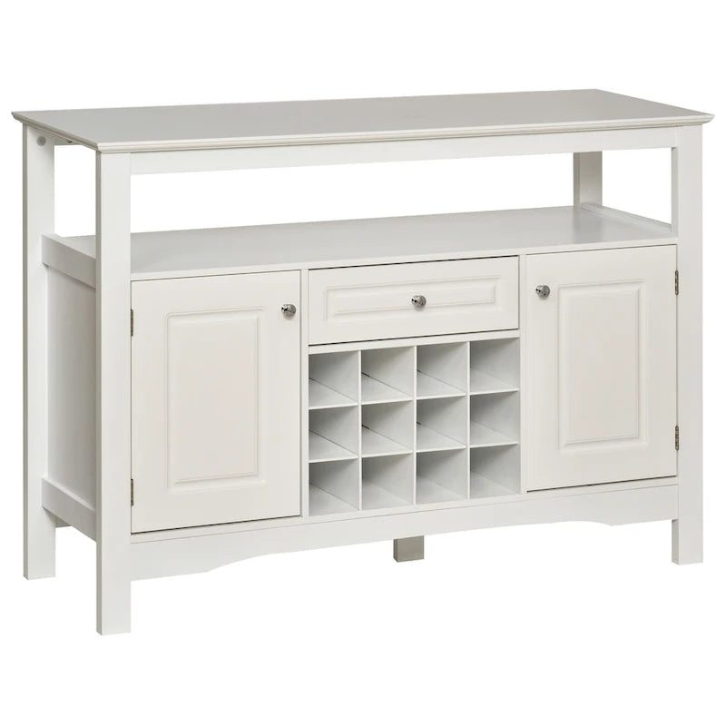 HOMCOM Modern Kitchen Buffet Bar Cabinet Storage with Drawer and 12-Bottle Wine Rack for Living Room - 45.75*15.75*32.5