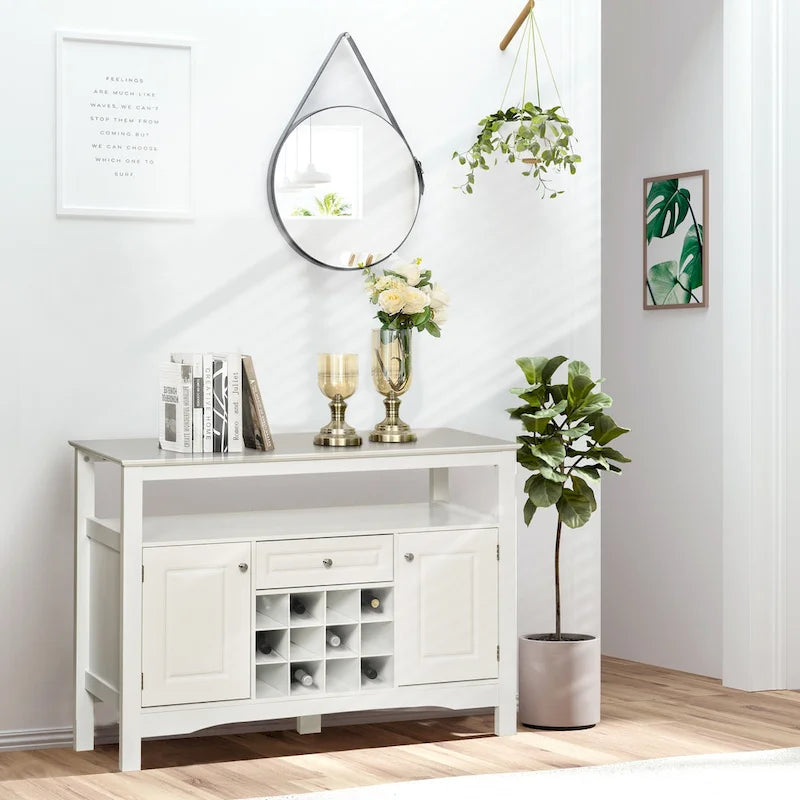 HOMCOM Buffet de cuisine moderne avec tiroir et casier à vin 12 bouteilles pour salon - 45.75*15.75*32.5