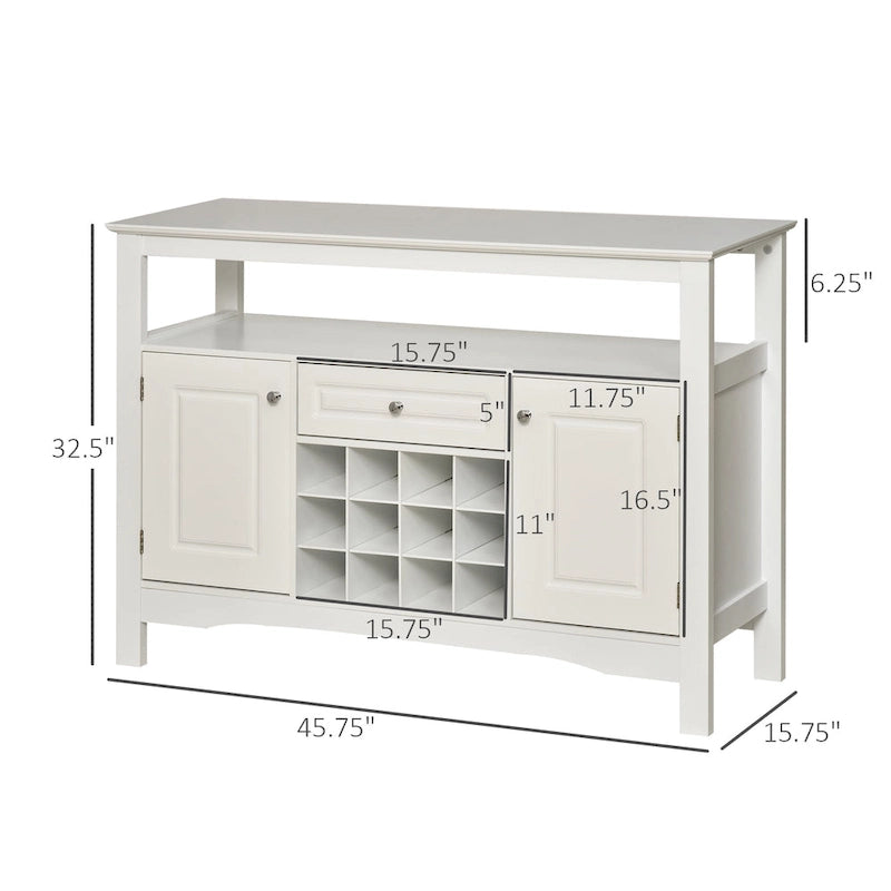HOMCOM Buffet de cuisine moderne avec tiroir et casier à vin 12 bouteilles pour salon - 45.75*15.75*32.5