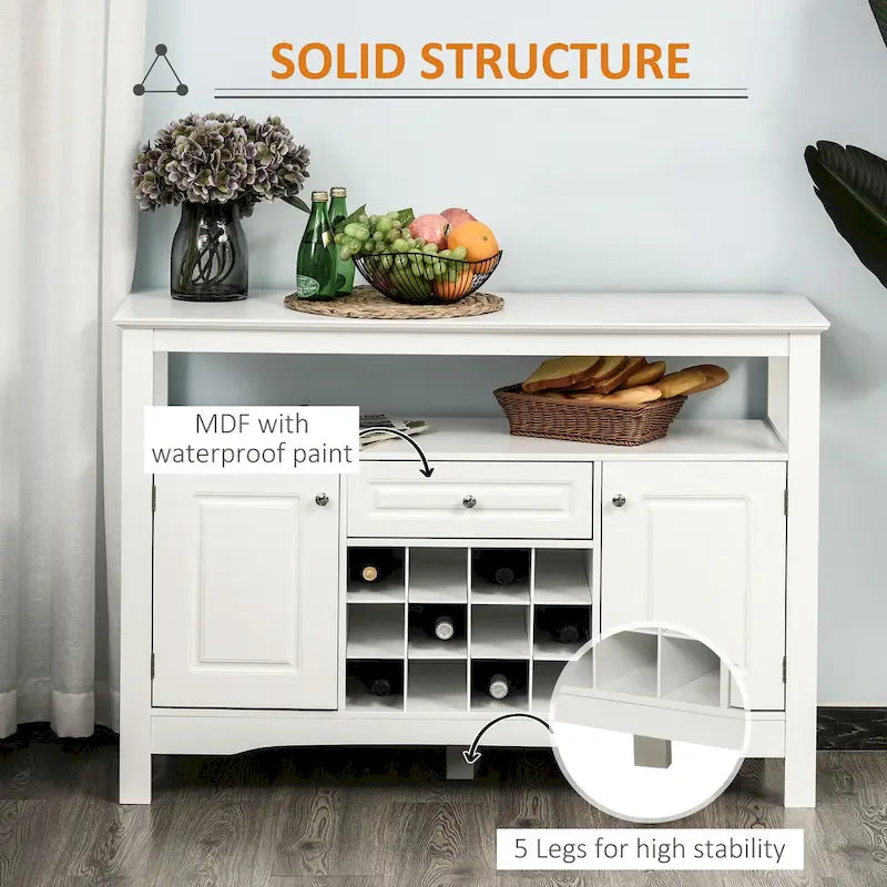 HOMCOM Buffet de cuisine moderne avec tiroir et casier à vin 12 bouteilles pour salon - 45.75*15.75*32.5