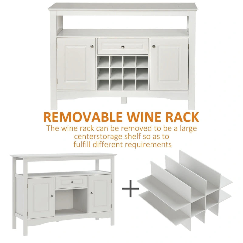 HOMCOM Buffet de cuisine moderne avec tiroir et casier à vin 12 bouteilles pour salon - 45.75*15.75*32.5