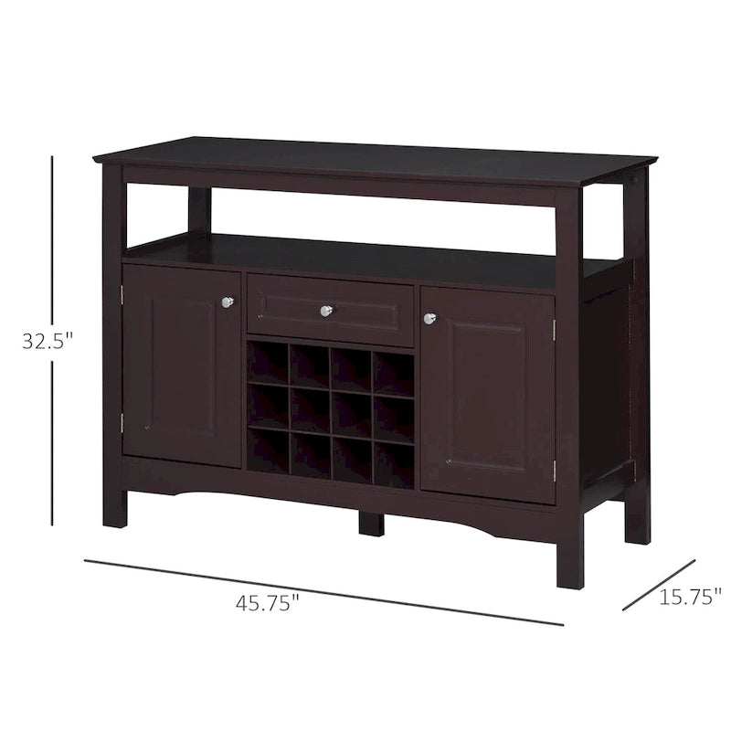 HOMCOM Buffet de cuisine moderne avec tiroir et casier à vin 12 bouteilles pour salon - 45.75*15.75*32.5