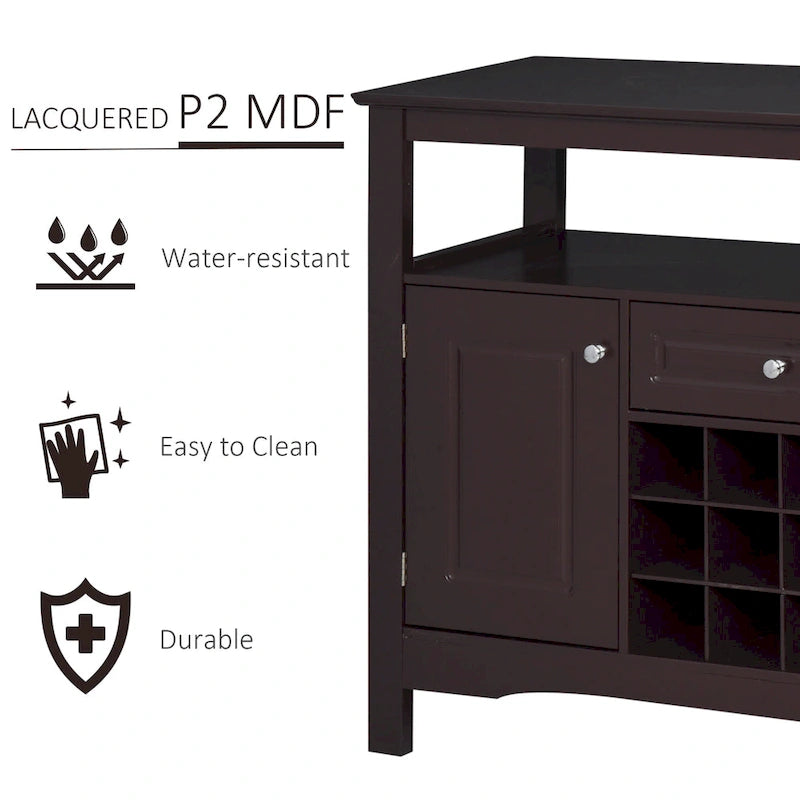 HOMCOM Buffet de cuisine moderne avec tiroir et casier à vin 12 bouteilles pour salon - 45.75*15.75*32.5