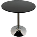 Table à manger ronde avec plateau en bois et pied en chrome