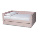 Lit de repos en tissu de velours moderne Larkin avec lit gigogne